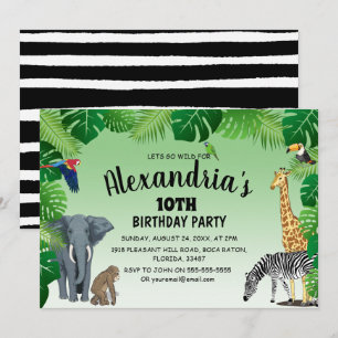 Safari Jungle Dieren Kinderverjaardagsfeestje Kaart