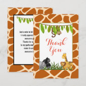 Safari Jungle Dieren Thema Feest Bedankt (Voorkant / Achterkant)