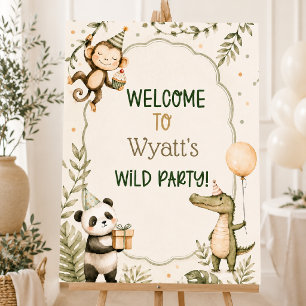 Safari Jungle Dieren Verjaardag Feest Dieren Poster