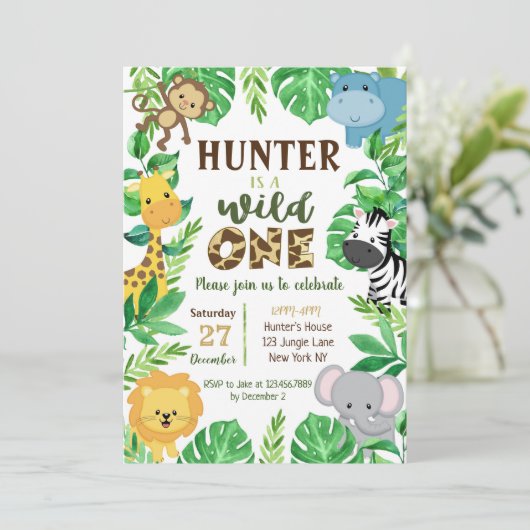 Safari Jungle Dieren Verjaardagsuitnodigingen Kaart (Staand voorkant)