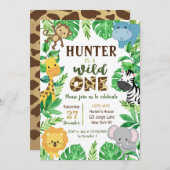 Safari Jungle Dieren Verjaardagsuitnodigingen Kaart (Voorkant / Achterkant)