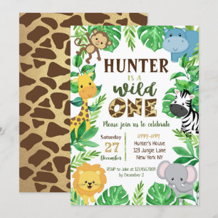 Safari Jungle Dieren Verjaardagsuitnodigingen Kaart