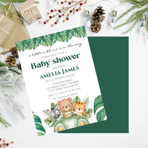Safari Jungle Dieren wilde één jongen Baby Shower Kaart