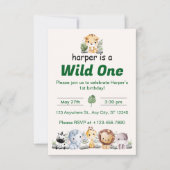 Safari Jungle First Birthday Kaart (Voorkant)