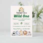 Safari Jungle First Birthday Kaart (Staand voorkant)