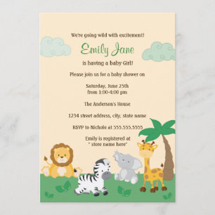 Safari Jungle Geslacht Onzijdige Baby Shower Uitno Kaart