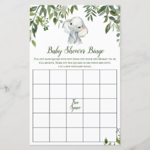 Safari Jungle Olifant Baby Shower Spel PRINTED