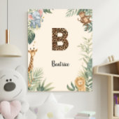 Safari Jungle Personalized Name Monogram B Nursery Poster