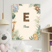 Safari Jungle Personalized Name Monogram E Nursery Poster