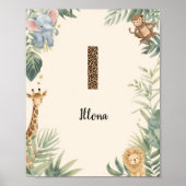 Safari Jungle Personalized Name Monogram I Nursery Poster (Voorkant)