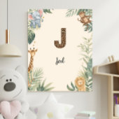 Safari Jungle Personalized Name Monogram J Nursery Poster