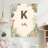 Safari Jungle Personalized Name Monogram K Nursery Poster