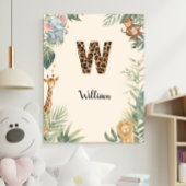 Safari Jungle Personalized Name Monogram W Nursery Poster