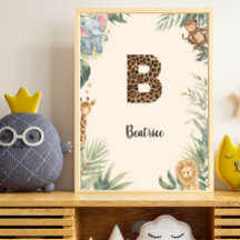 Safari Jungle Persoonlijke naam Monogram B Kinderk