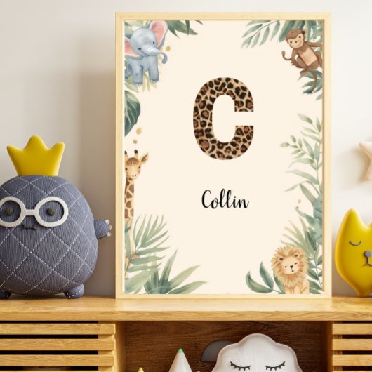 Safari Jungle Persoonlijke naam Monogram C Kinderk Poster