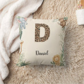 Safari Jungle Persoonlijke naam Monogram D Kinderk Kussen (Deken)