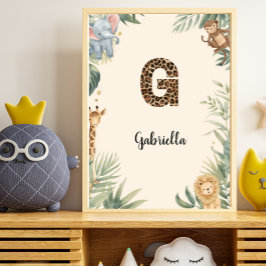 Safari Jungle Persoonlijke naam Monogram G Babykam Poster