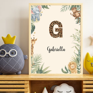 Safari Jungle Persoonlijke naam Monogram G Babykam Poster