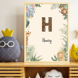 Safari Jungle Persoonlijke naam monogram H kinderk Poster