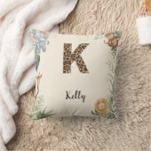 Safari Jungle Persoonlijke naam Monogram K Kinderk Kussen (Deken)