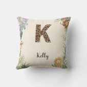 Safari Jungle Persoonlijke naam Monogram K Kinderk Kussen (Achterkant)