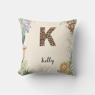 Safari Jungle Persoonlijke naam Monogram K Kinderk Kussen