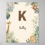Safari Jungle Persoonlijke Naam Monogram K Kinderk Poster (Voorkant)