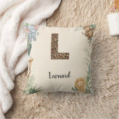 Safari Jungle Persoonlijke naam Monogram L Kinderk Kussen (Deken)