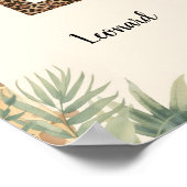 Safari Jungle Persoonlijke naam Monogram L Kinderk Poster (Hoek)