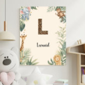 Safari Jungle Persoonlijke naam Monogram L Kinderk Poster