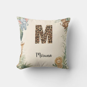 Safari Jungle Persoonlijke naam monogram M kinderk Kussen