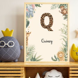 Safari Jungle Persoonlijke naam Monogram Q Kinderk Poster