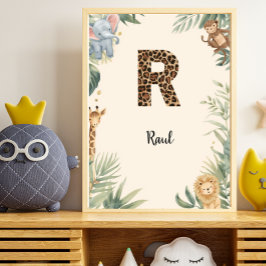Safari Jungle Persoonlijke naam monogram R kinderk Poster
