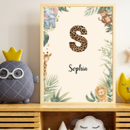 Safari Jungle Persoonlijke naam Monogram S Kinderk Poster
