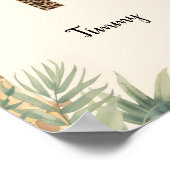 Safari Jungle Persoonlijke naam Monogram T-kinderk Poster (Hoek)