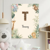 Safari Jungle Persoonlijke naam Monogram T-kinderk Poster