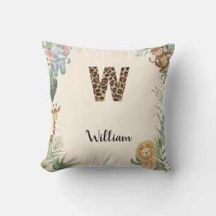 Safari Jungle Persoonlijke naam monogram W kinderk Kussen