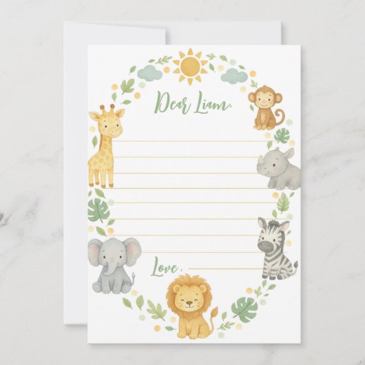 Safari Jungle Time Capsule Note Message Card Bedankkaart (Voorkant)