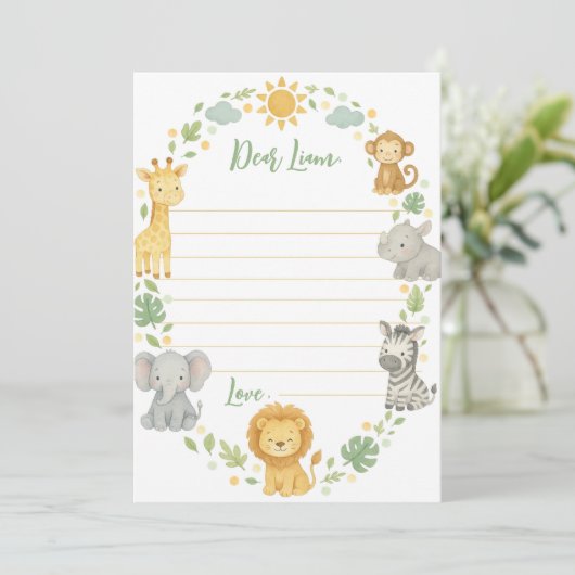 Safari Jungle Time Capsule Note Message Card Bedankkaart (Staand voorkant)