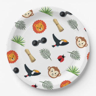 Safari Jungle Tropisch Dierenpatroon Baby Shower Papieren Bordje