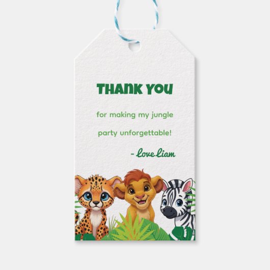 Safari Jungle Verjaardag Cadeautags Cadeaulabel (Voorkant)