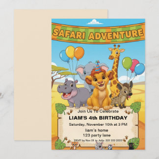 Safari Jungle Verjaardagsuitnodiging | safari verj Kaart