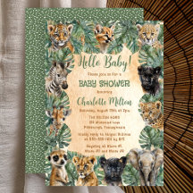 Safari Jungle Wilde Dieren Hallo Baby Borrel