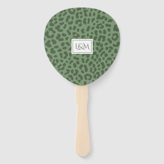 Safari Junglekatten Groene Luipaard Bruiloft Handwaaier (Achterkant)