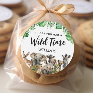 Safari Kinderen Verjaardag Dank u Ronde Sticker