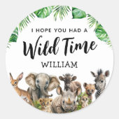 Safari Kinderen Verjaardag Dank u Ronde Sticker (Voorkant)