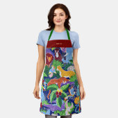 Safari, kleurrijke wilde dieren, schort (Gedragen)