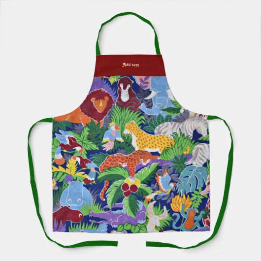 Safari, kleurrijke wilde dieren, schort (Voorkant)