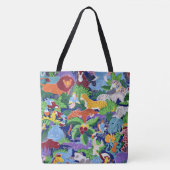 Safari, kleurrijke wilde dieren, tote bag (Voorkant)