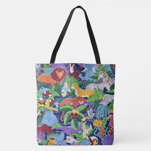 Safari, kleurrijke wilde dieren, tote bag (Voorkant)